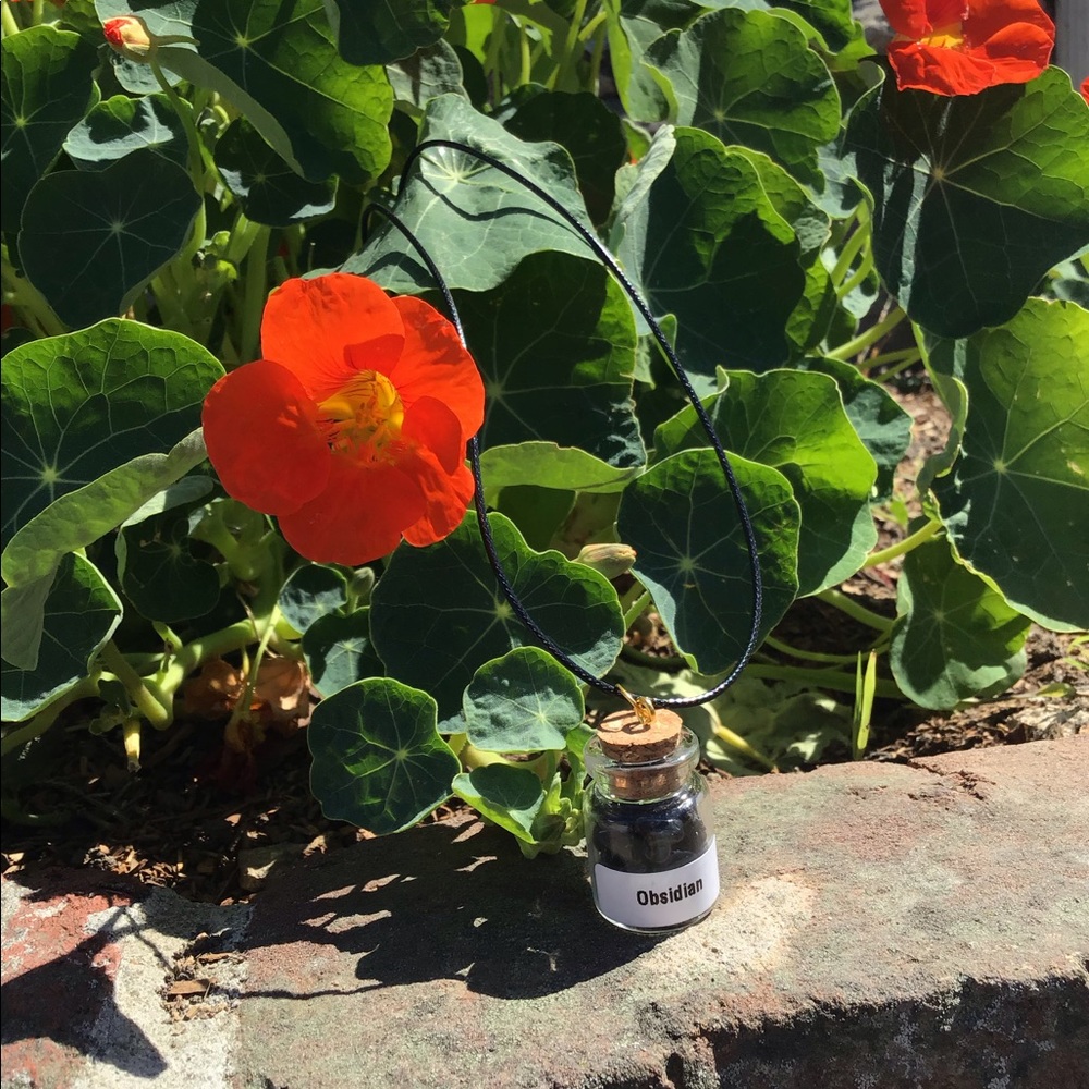 Crystals (Obsidian) In A Bottle Mini